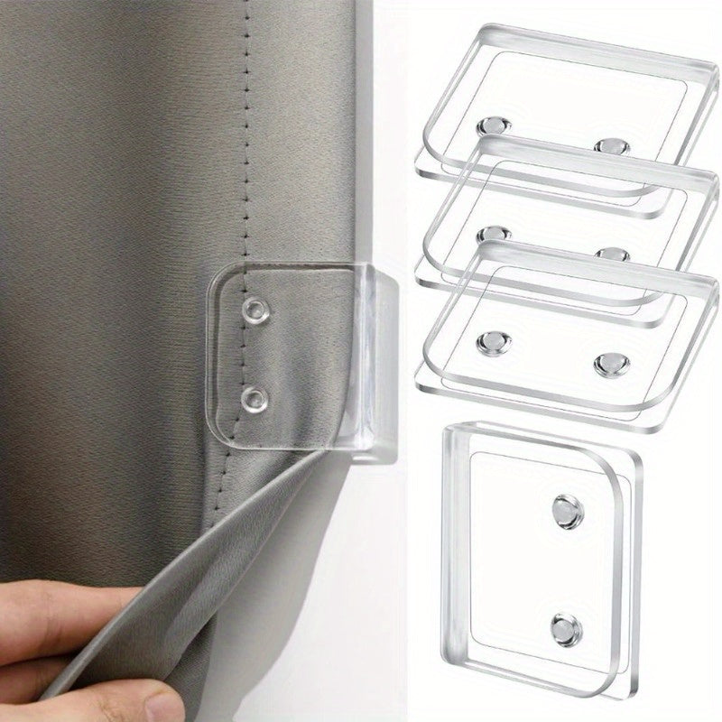 4 Transparent ABS Shower Curtain Clips for Bathroom and Kitchen Splash-Proof Windproof
