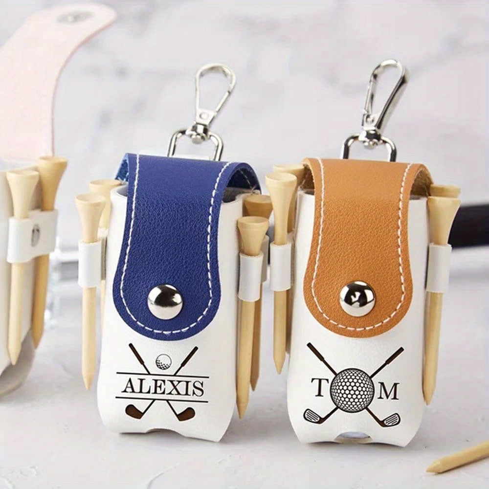 Индивидуальный кожаный держатель для гольф-мячей с зажимом, с гравировкой, органайзер для тиков, для гольфистов