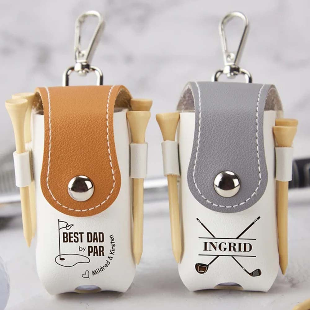 Индивидуальный кожаный держатель для гольф-мячей с зажимом, с гравировкой, органайзер для тиков, для гольфистов