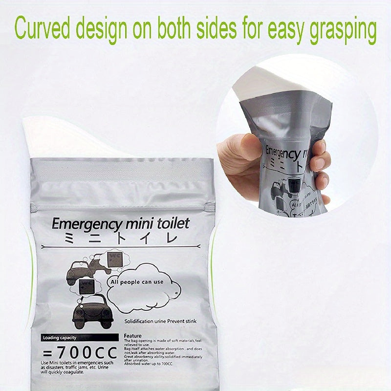 5 ta Portativ Favqulodda Siqish Sumkasi - Tashqi/Avtomobil Foydalanish uchun Qisqa Sayohat Tualeti va Qayt qilish Sumkasi, Bir martalik Plastik