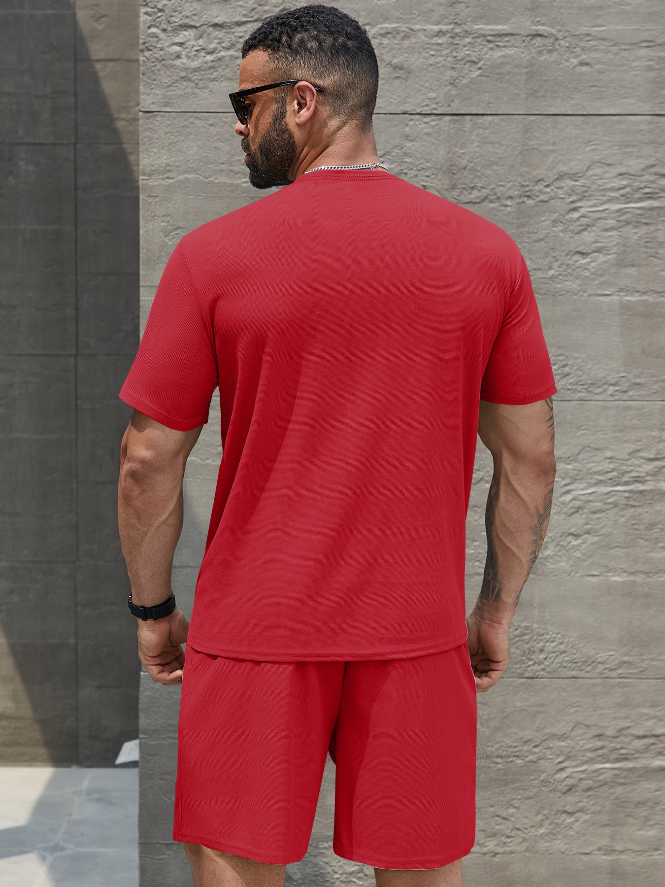 Men's Casual 3-Piece Sportswear Set Polyester Knit Summer Print