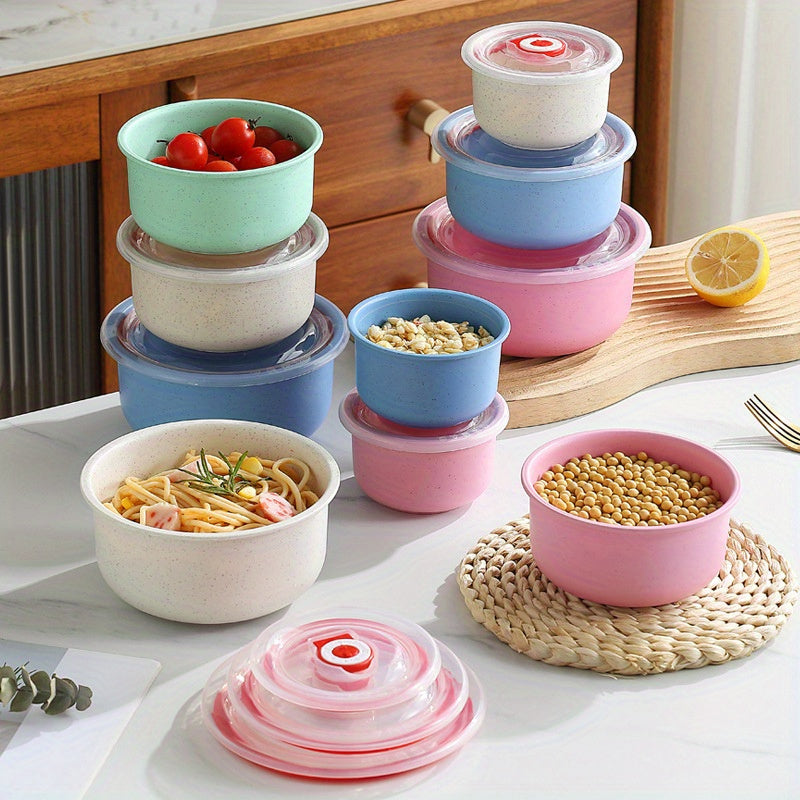 Wheat Straw Bowls and Food Storage Containers Microwave Safe Sealed Lids
