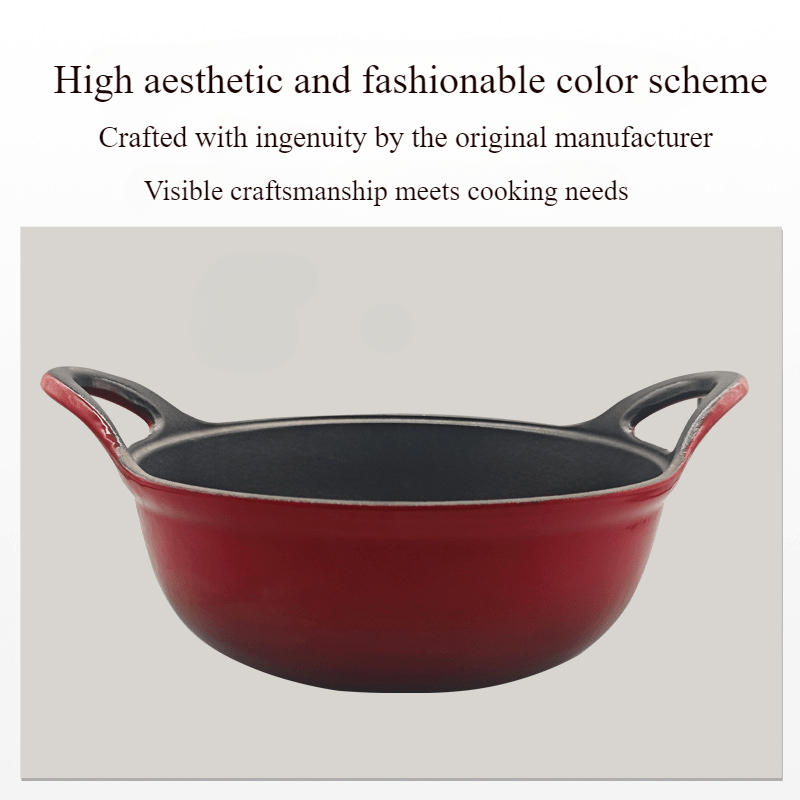 Cast Iron Enamel Pot 116oz with Dual Handles, Durable, Multi-Use, Easy Cooking