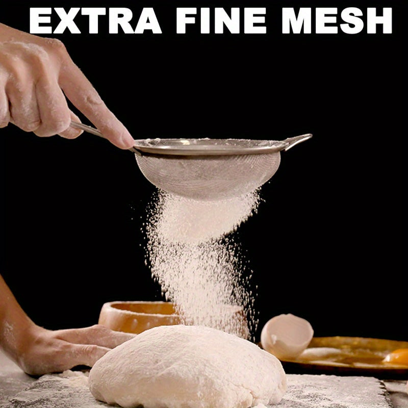 Набор из 3 мелкоячеистых сит из нержавеющей стали — идеально подходит для процеживания масла и просеивания муки, необходимый кухонный инвентарь