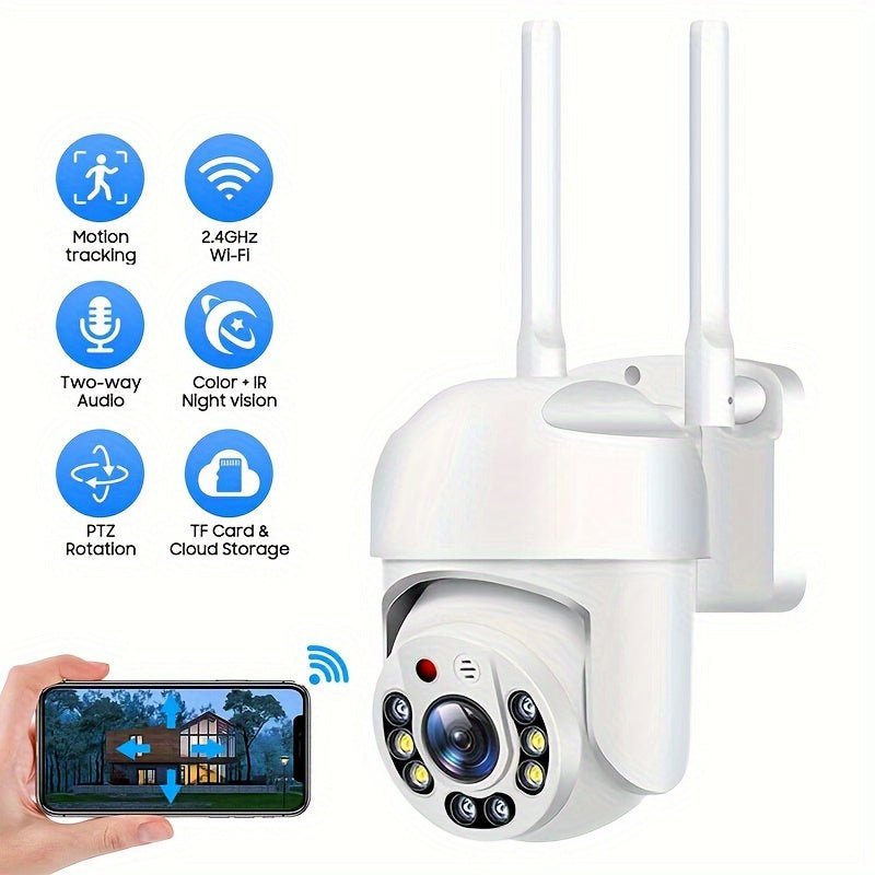Outdoor WiFi Security Camera with PTZ Auto-Tracking AI Human Detection 1080p Night Vision