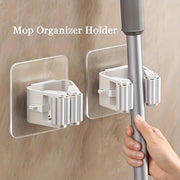 Hanging Mop and Broom Organizer Wall Mount Durable Plastic for RV Bathroom Bedroom