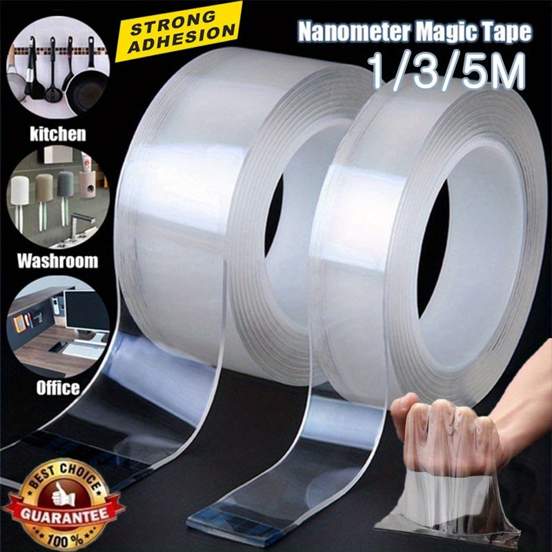 Reusable Double-Sided Adhesive Nano Tape for Furniture Wall Mounting Washable and Reusable 1/3/5m
