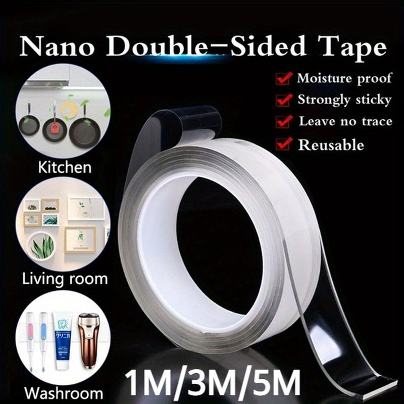Reusable Double-Sided Adhesive Nano Tape for Furniture Wall Mounting Washable and Reusable 1/3/5m