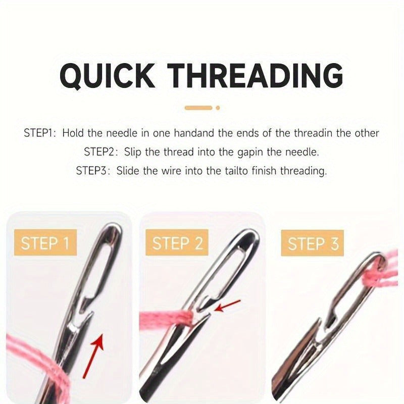 12 самозаворачивающихся игл для ручного шитья с боковым отверстием для удобного штопания и сшивания в белом/золотом цвете, необходимые швейные аксессуары.