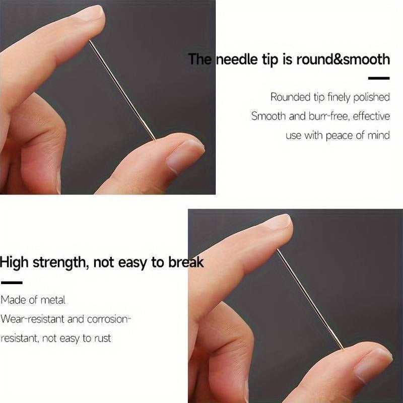 12 самозаворачивающихся игл для ручного шитья с боковым отверстием для удобного штопания и сшивания в белом/золотом цвете, необходимые швейные аксессуары.