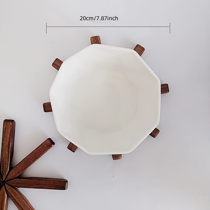 Set of 3 Natural Wood Trivets with Foldable Coasters Heat-Resistant Tree Design