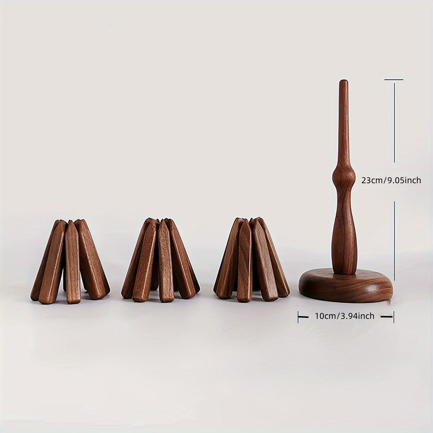Set of 3 Natural Wood Trivets with Foldable Coasters Heat-Resistant Tree Design