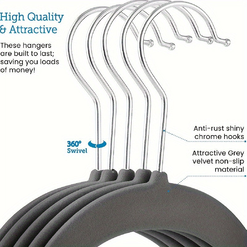 Juego de 10 perchas de terciopelo antideslizantes con clips para pantalones, organizador de armario que ahorra espacio