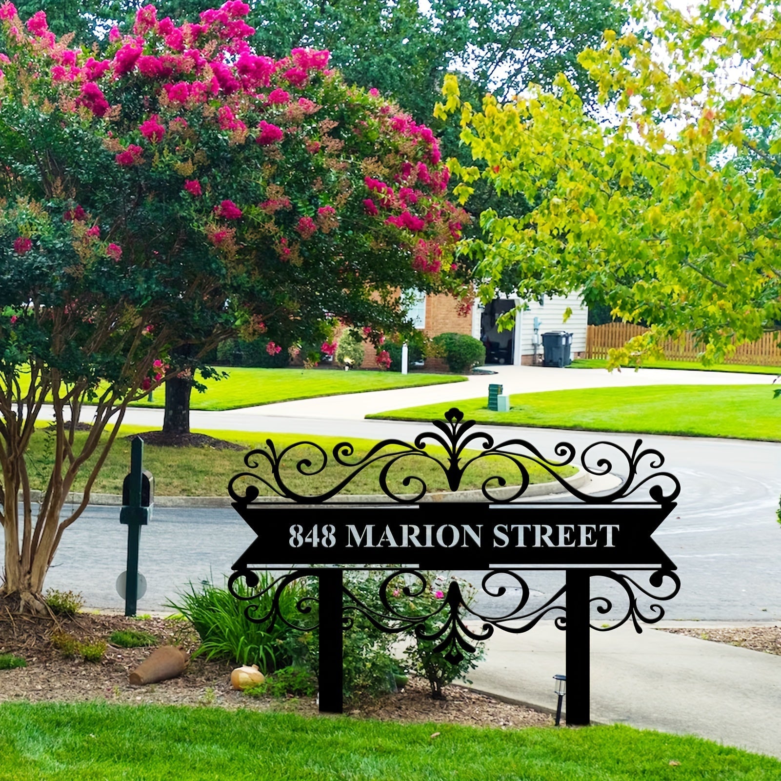 Personalized Metal Address Sign with Door Number and Street Name for Outdoor Decor