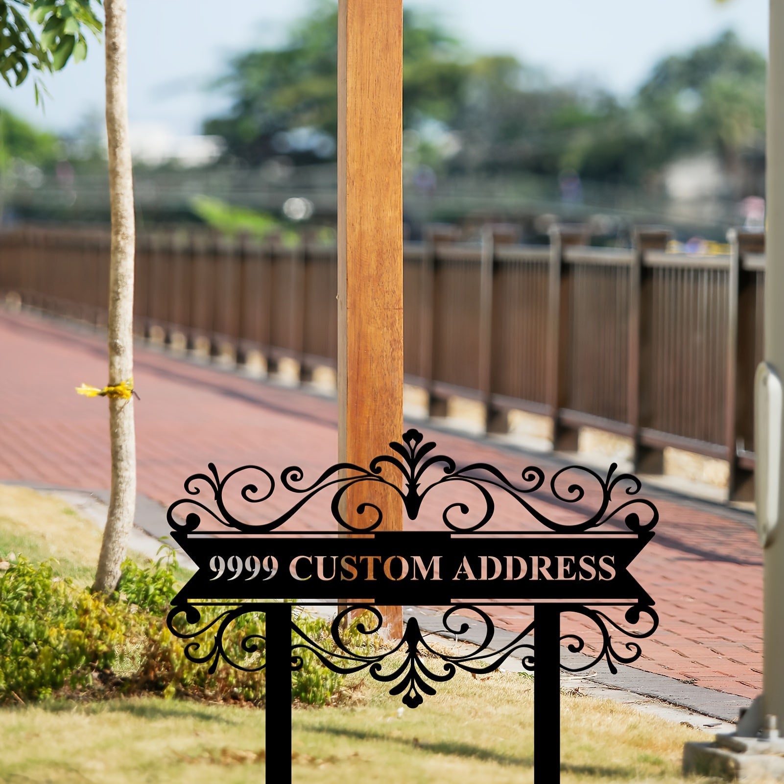 Personalized Metal Address Sign with Door Number and Street Name for Outdoor Decor