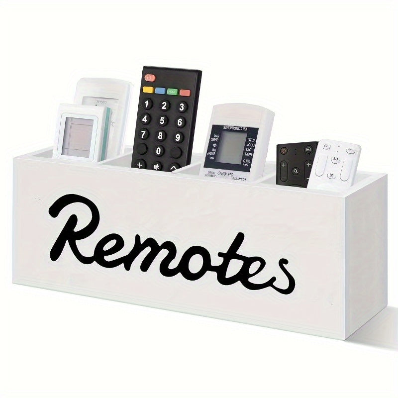 Soporte de control remoto de madera para pared con 4 compartimentos organizador de escritorio ganchos de utilidad