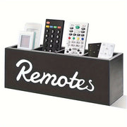 Soporte de control remoto de madera para pared con 4 compartimentos organizador de escritorio ganchos de utilidad