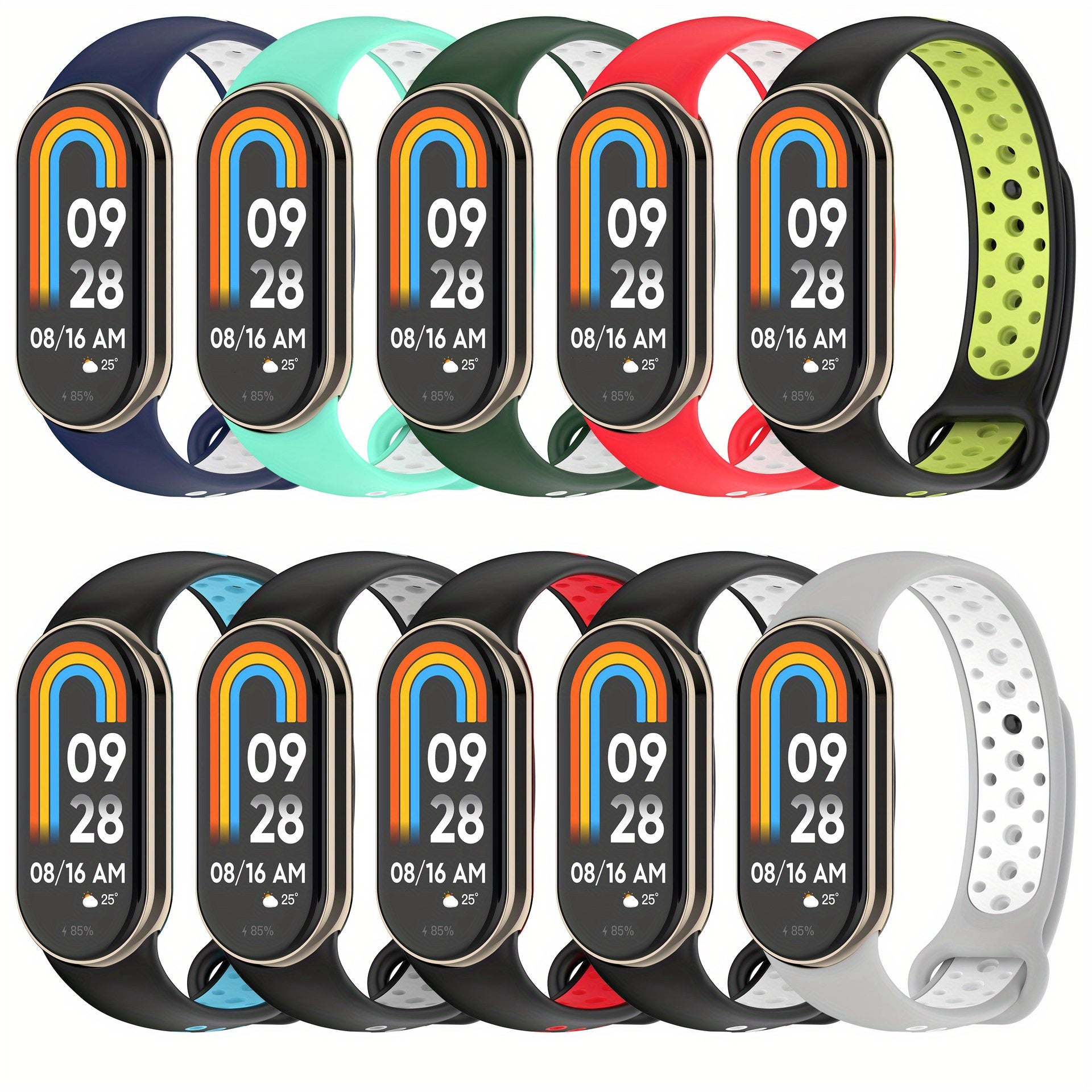 Xiaomi Mi Band 8 va 9 NFC aqlli soat uchun rang-barang silikon soat taqiqlari o‘rniga