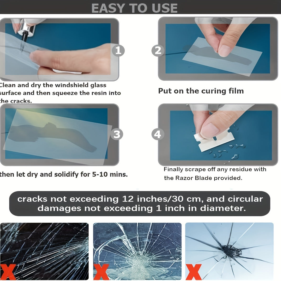 Car Windshield Repair Kit for Chips and Cracks Auto Glass Fix