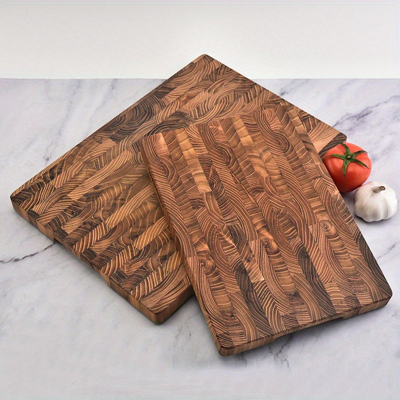 Teak Wood Cutting Board with Grid Pattern for Kitchen Food Safety