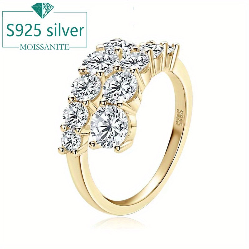 Elegante anillo vintage ajustable de moissanita de 3.36 quilates para mujer