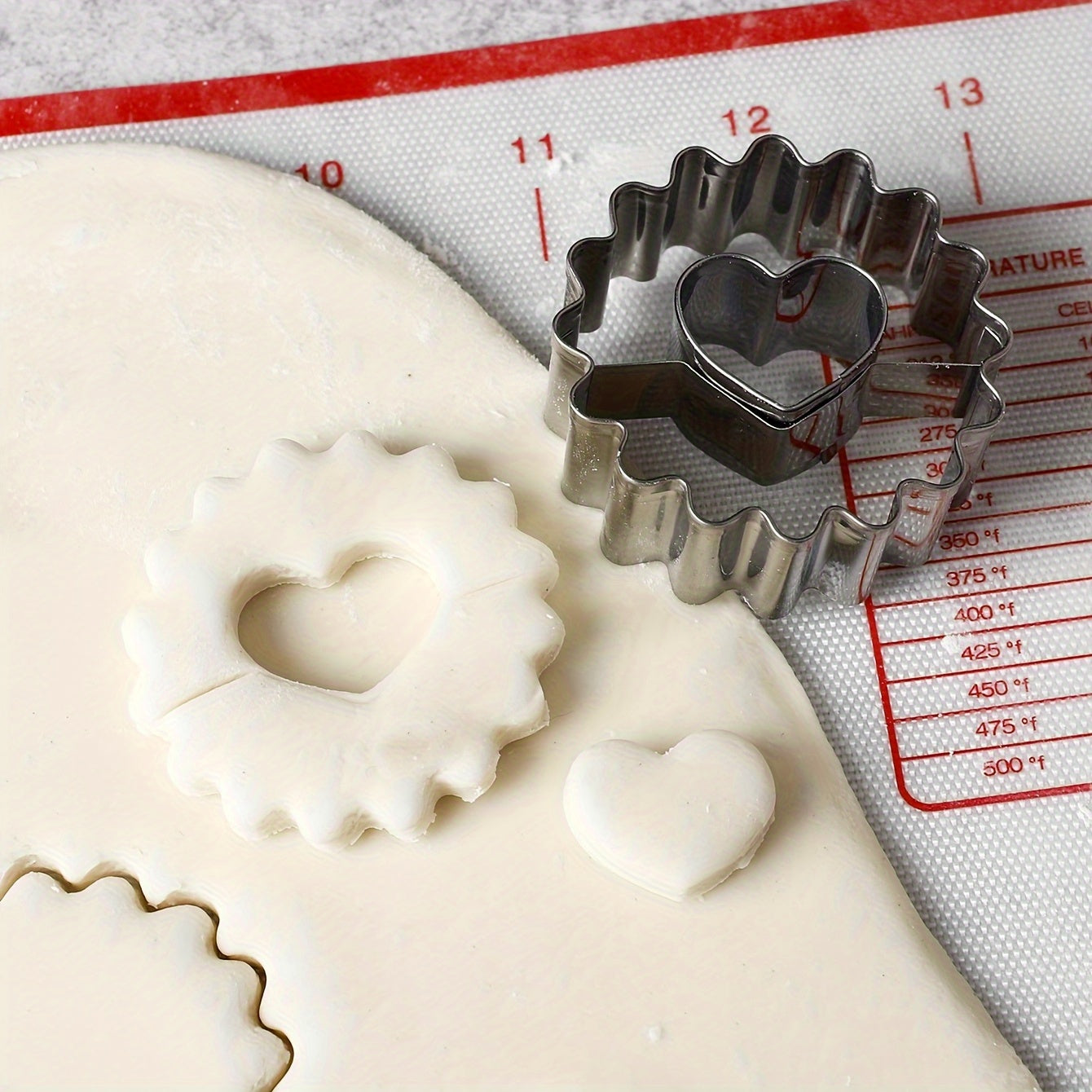 Stainless Steel Cookie Cutter Set with Flower and Heart Shapes for Baking and Decorating