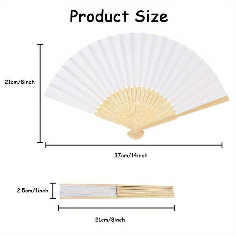 White Paper Fan for Weddings Birthdays and Holidays Portable Bamboo Fan Gift Room Decor