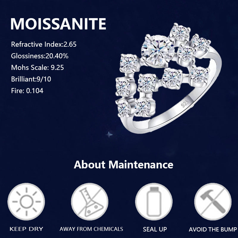 Zamonaviy 1.5 karat Moissanite uzuk 925 sterling kumushda, har kuni kiyish va rasmiy tadbirlar uchun vintage uslubida, sovg'a qutisi bilan birga keladi, 14-fevral uchun mukammal, 3g