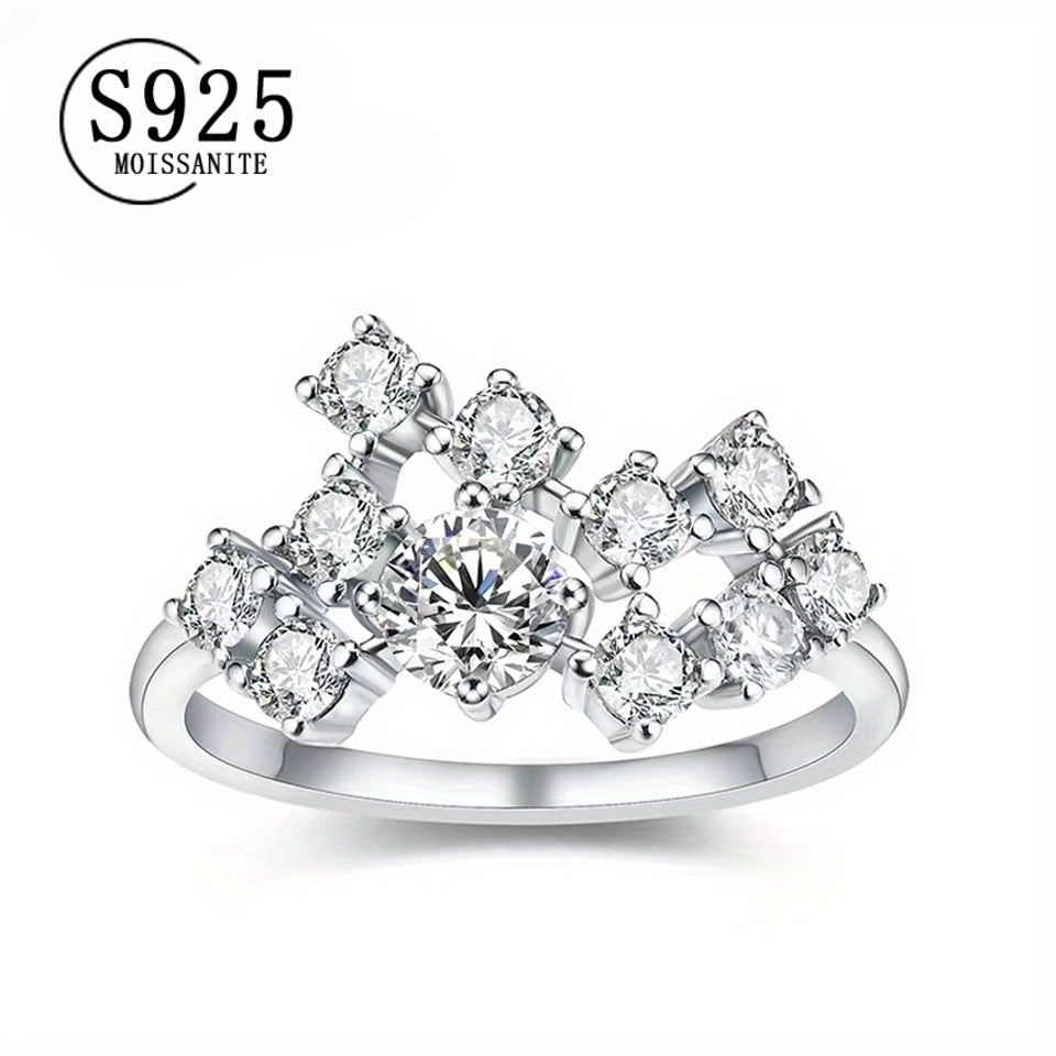 Zamonaviy 1.5 karat Moissanite uzuk 925 sterling kumushda, har kuni kiyish va rasmiy tadbirlar uchun vintage uslubida, sovg'a qutisi bilan birga keladi, 14-fevral uchun mukammal, 3g