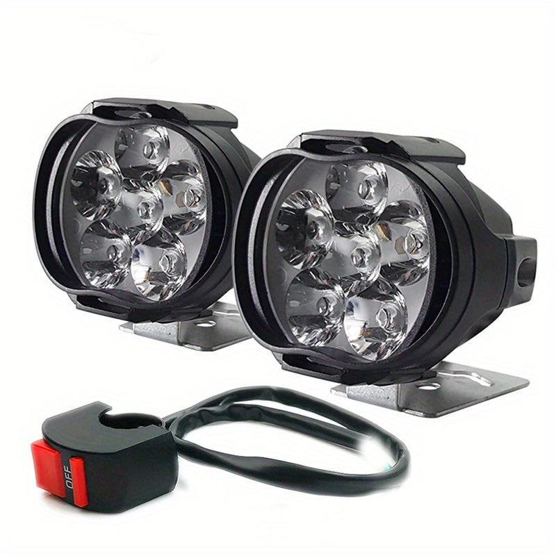 Motorcycle 6-LED Spotlights Pair Hardwired Work Lights for Vehicles