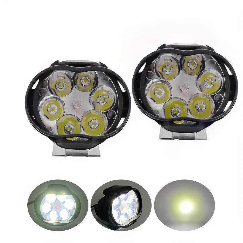Motorcycle 6-LED Spotlights Pair Hardwired Work Lights for Vehicles