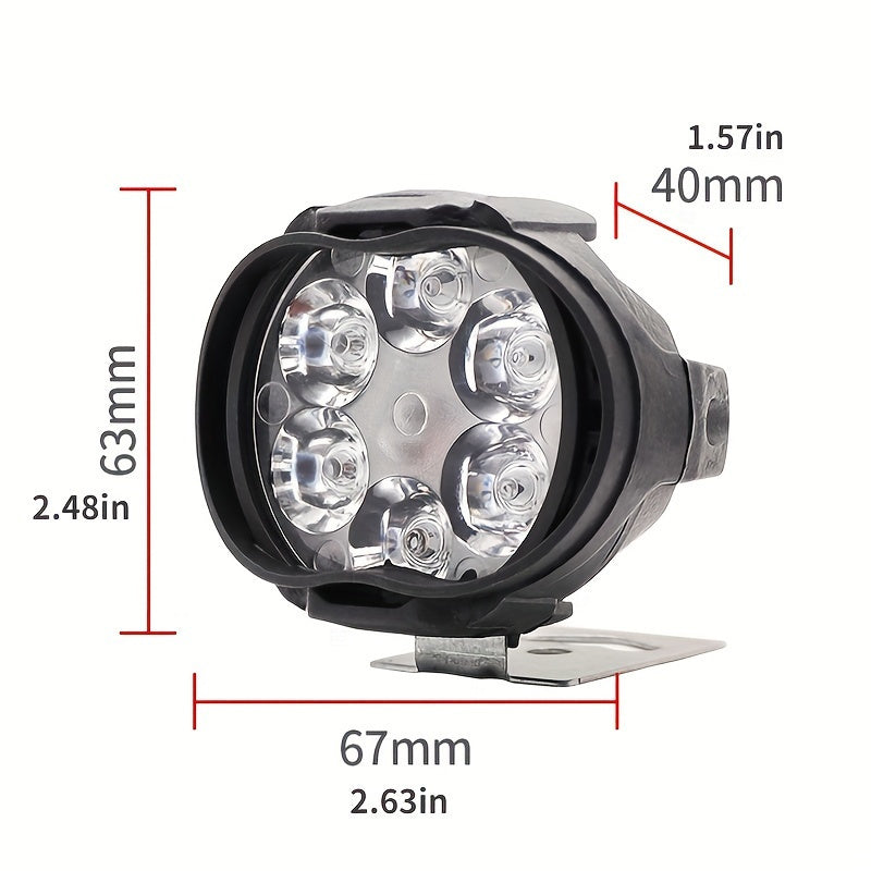 Par de faros de trabajo con 6 LED para motocicleta, cableados y listos para vehículos