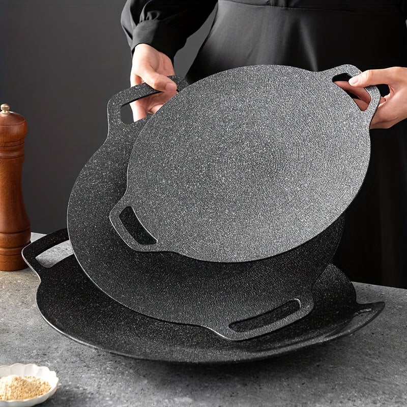 Cast Iron Grill Pan with Non-Stick Coating for Camping and Outdoor Cooking