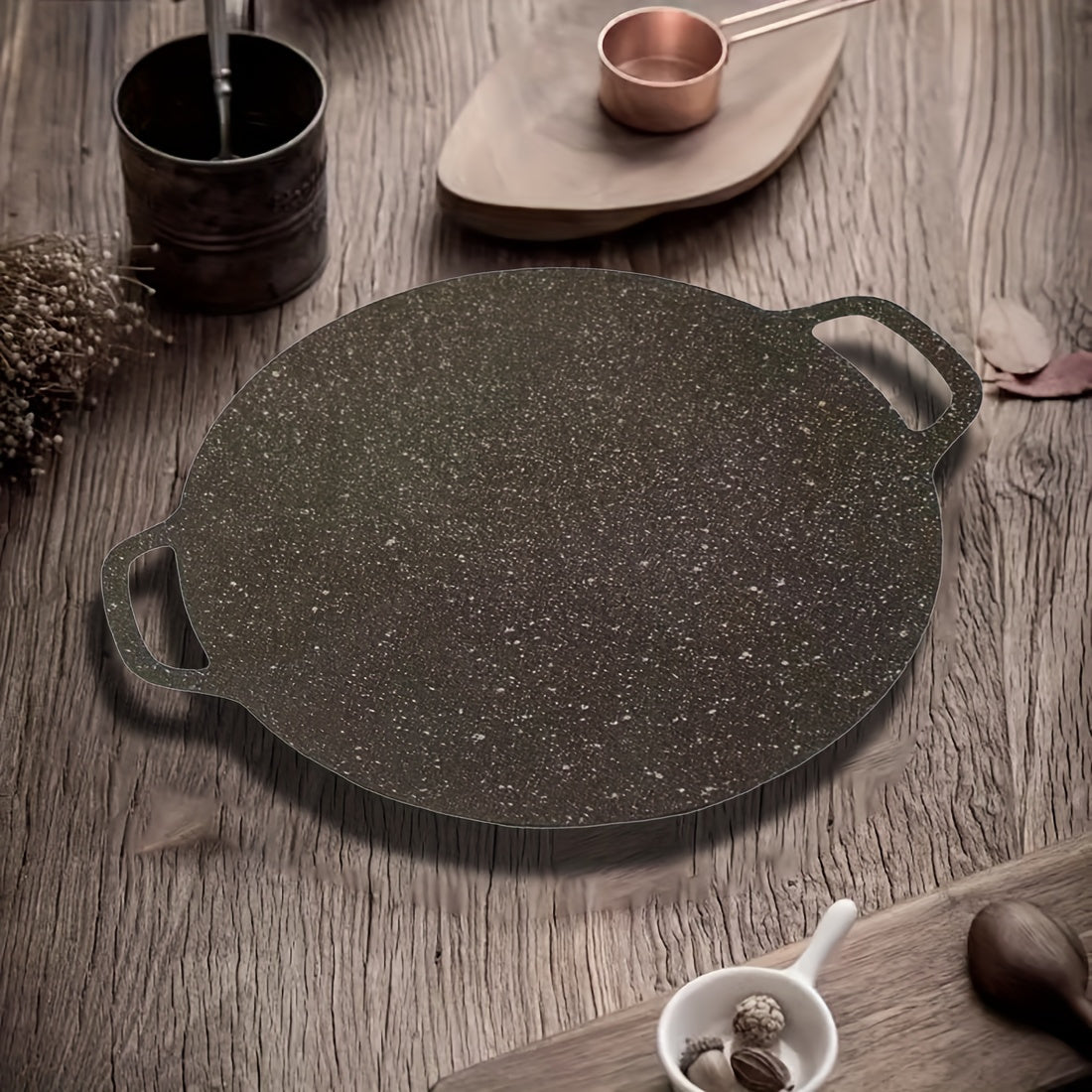 Cast Iron Grill Pan with Non-Stick Coating for Camping and Outdoor Cooking