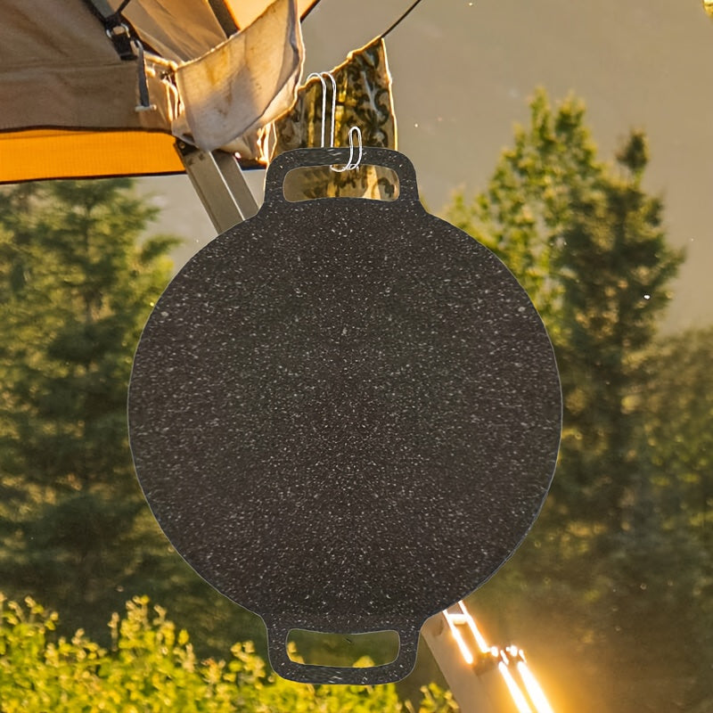 Cast Iron Grill Pan with Non-Stick Coating for Camping and Outdoor Cooking