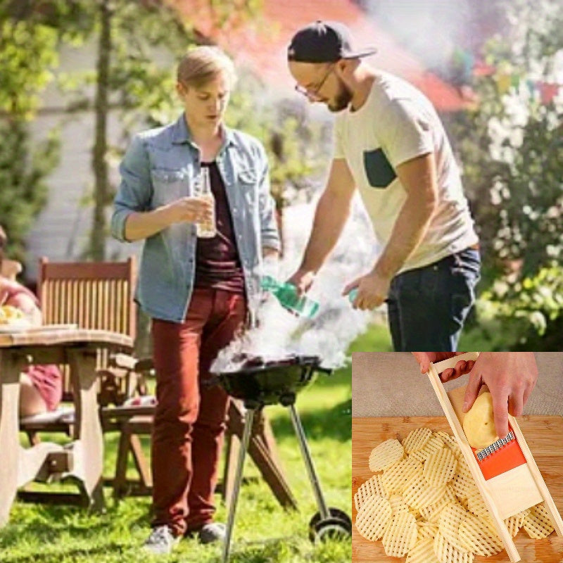 Potato and Vegetable Slicer with Flower Design, Manual Wave Cutter, Durable Plastic Kitchen Tool