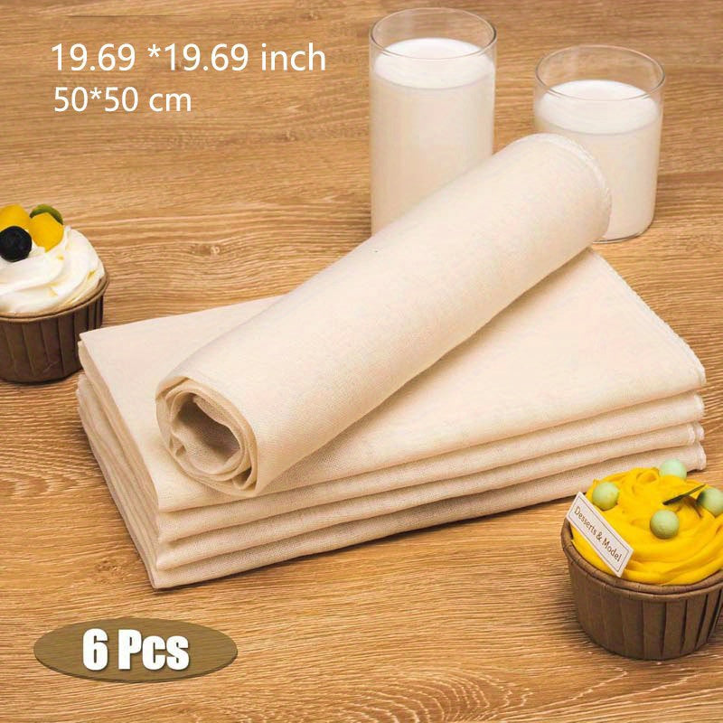 6-Pack Unbleached Cotton Cheese Cloth Reusable Washable Kitchen Filter 48x48cm