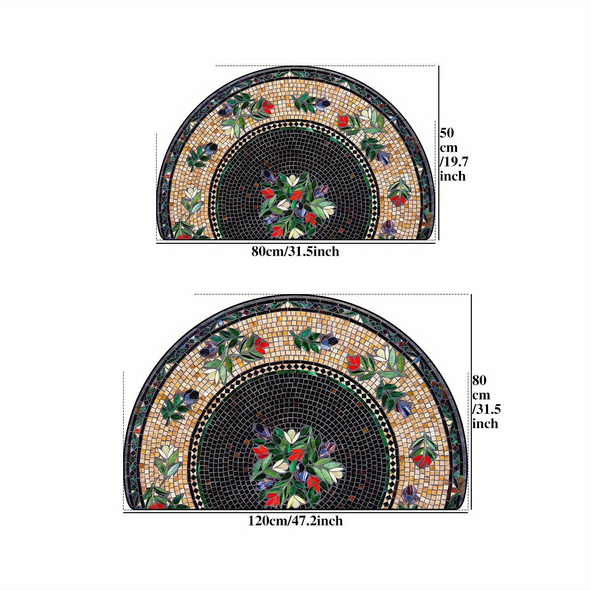 Non-Slip Floral Crystal Stone Pattern Door Mat Indoor Outdoor Durable Polyester