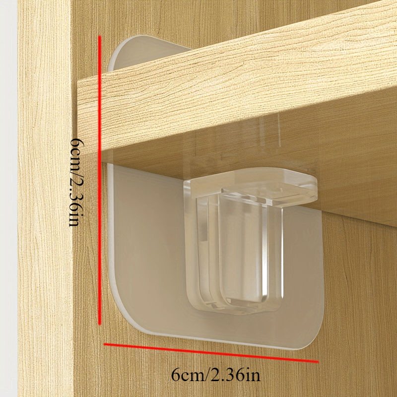 4pcs Adjustable No-Drill Plastic Closet Shelf Dividers with Transparent Adhesive Pads