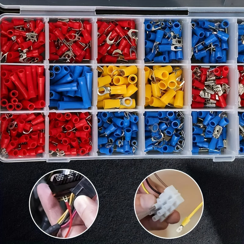 280 dona turli xil izolyatsiyalangan spatula terminali crimping to'plami elektr simlar ulash uchun konektorlar