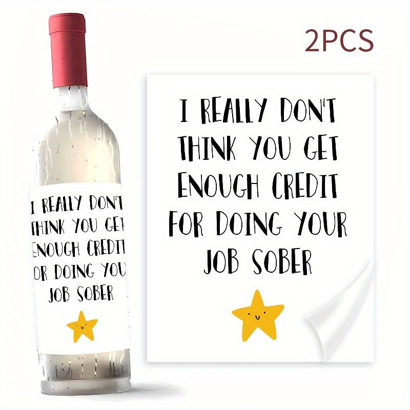 Festive Wine Labels for Boss Appreciation 10x12.7cm Paper Gifting