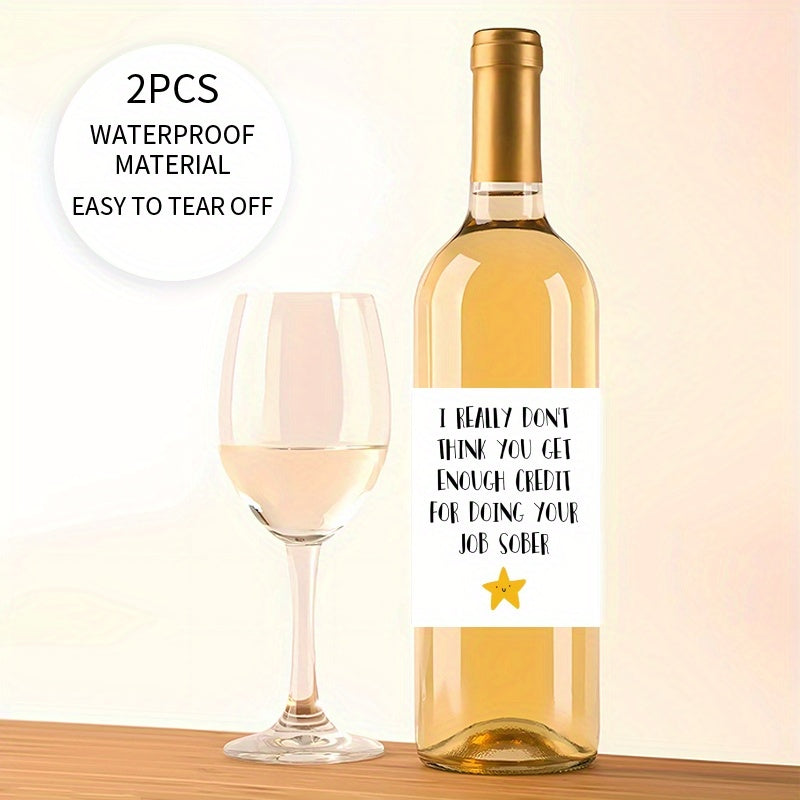 Festive Wine Labels for Boss Appreciation 10x12.7cm Paper Gifting