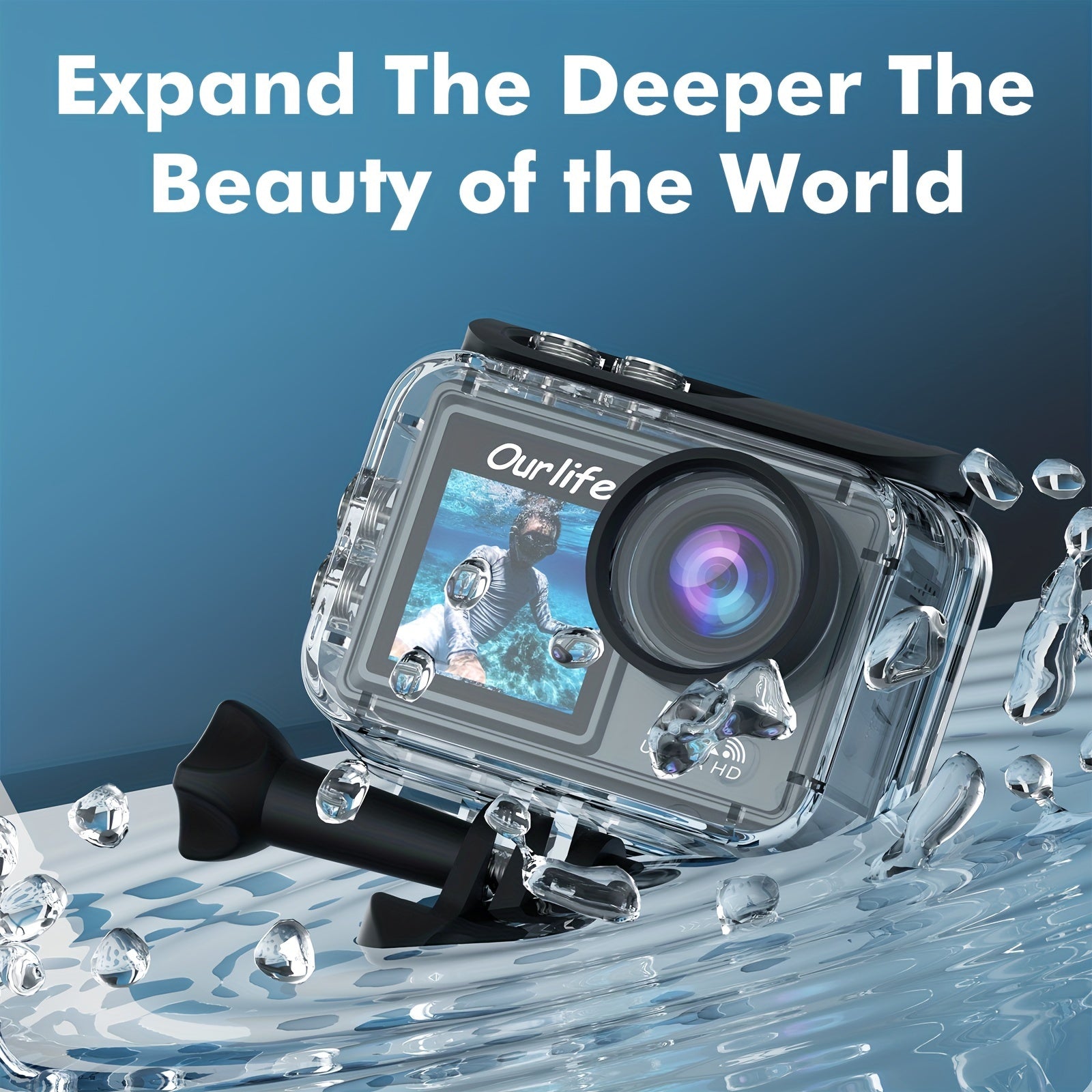 5K Action Camera with Dual Screen WiFi Control Rechargeable Lithium Polymer Battery