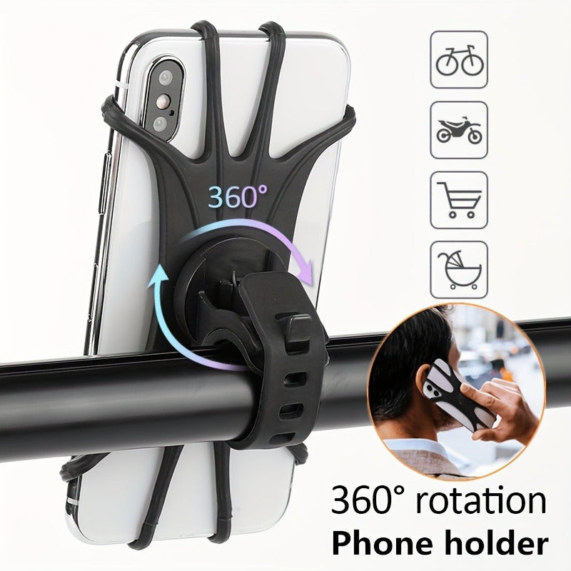 360° Rotatable Silicone Bike and Stroller Phone Holder for Handlebar Mount