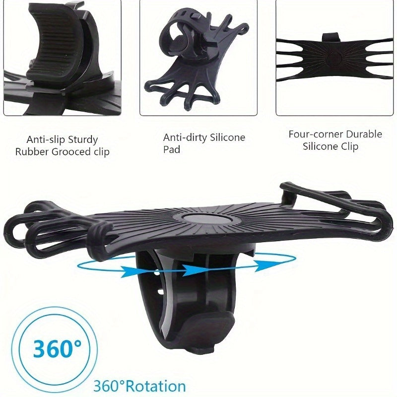 360° Rotatable Silicone Bike and Stroller Phone Holder for Handlebar Mount