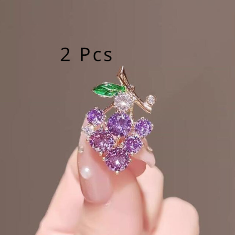 Mini Grape Resin Brooch Set for Jackets and Suits 2 Pieces Stylish Accessory