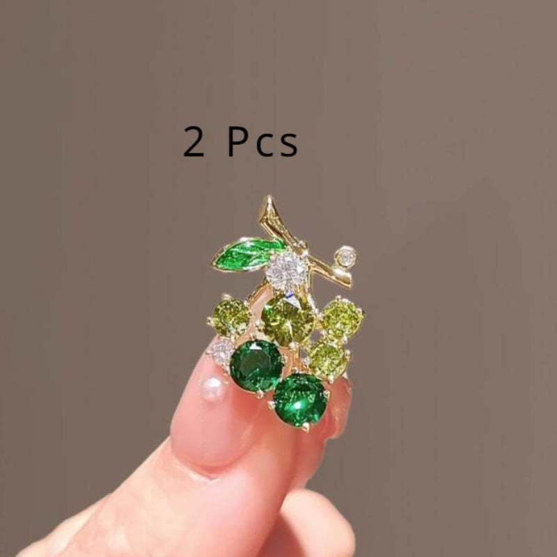 Mini Grape Resin Brooch Set for Jackets and Suits 2 Pieces Stylish Accessory