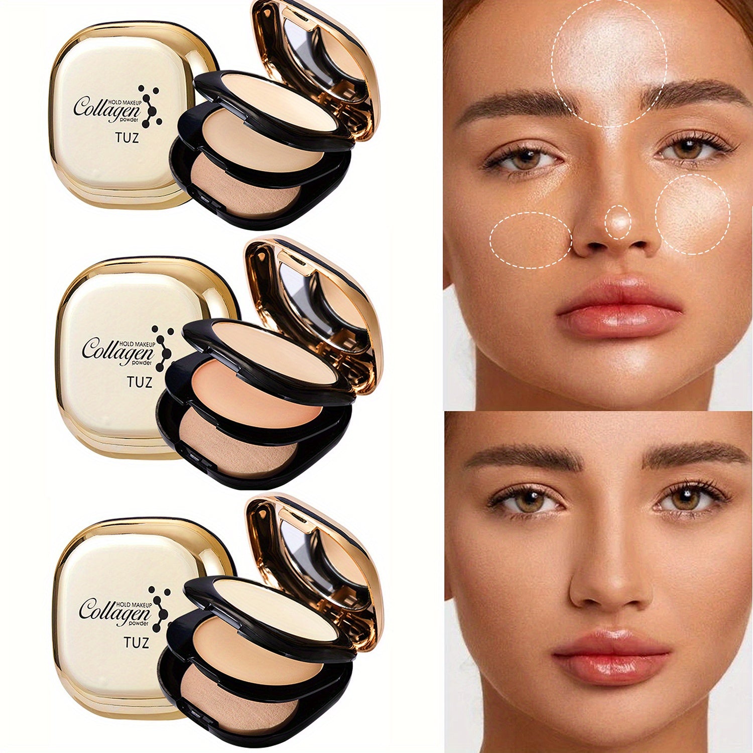 Matte Pressed Powder with Collagen and Squalane for All Skin Types Compact Makeup