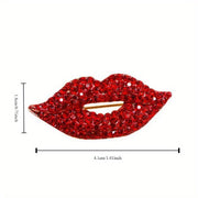 Red Lip Brooch with Sparkling Diamonds for Elegant Fashion Accessories
