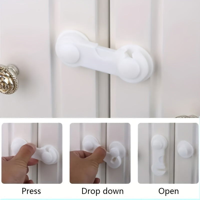Set of 6 Adjustable Plastic Cabinet Locks for Child Safety and Security